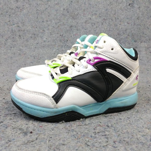 AND1 Girls Shoes Size 1Y Pre School Kids Basketball Sneakers White Black Blue - Picture 4 of 10